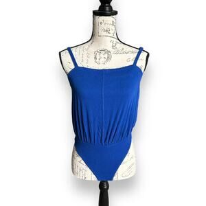Intimately Free People Marissa Bodysuit Ribbed Sleeveless Square Neck XS Blue